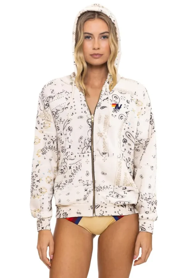 BANDANA QUILTED RELAXED ZIP HOODIE