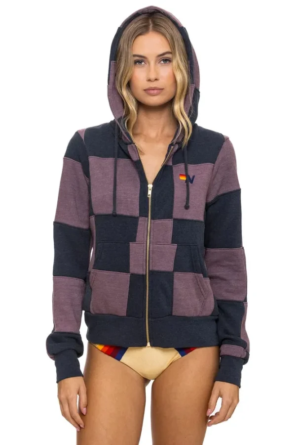 CHECK QUILT ZIP HOODIE