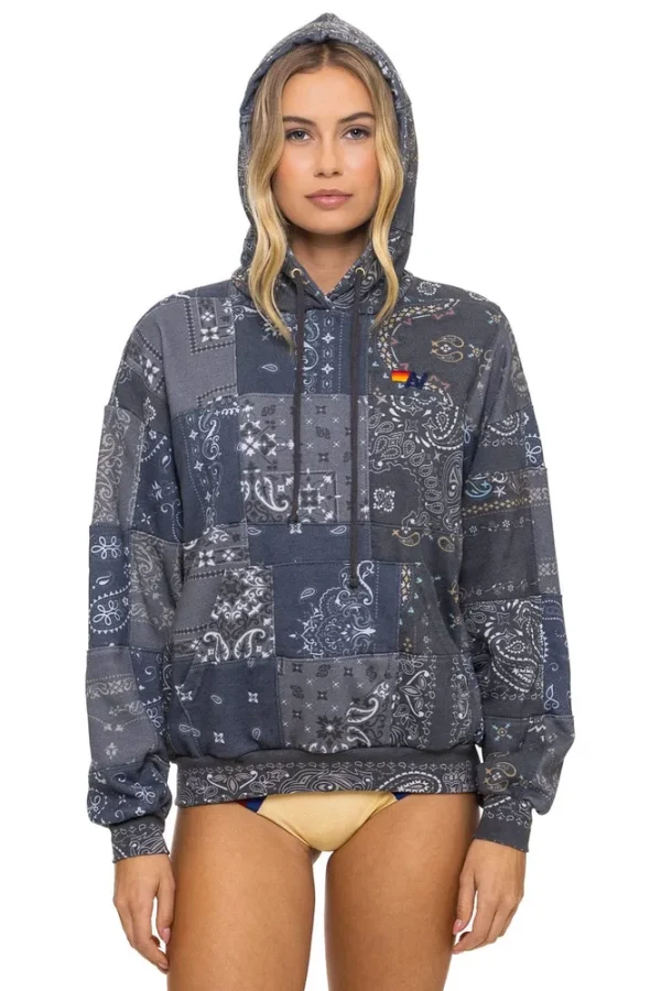 BANDANA QUILTED RELAXED PULLOVER HOODIE
