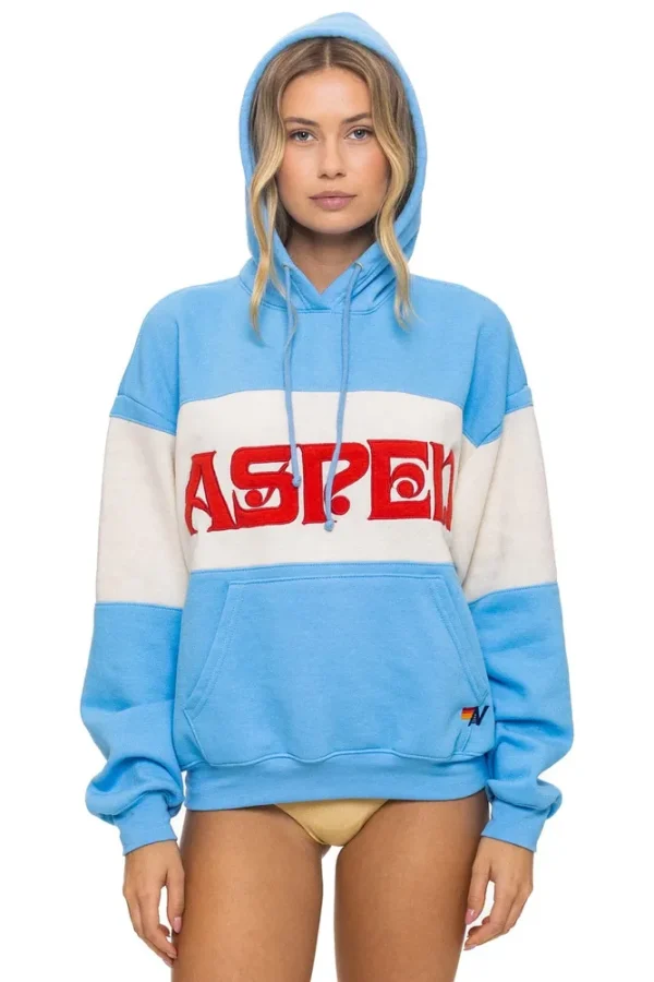 ASPEN EMBROIDERY COLOR BLOCK PULLOVER HOODIE RELAXED