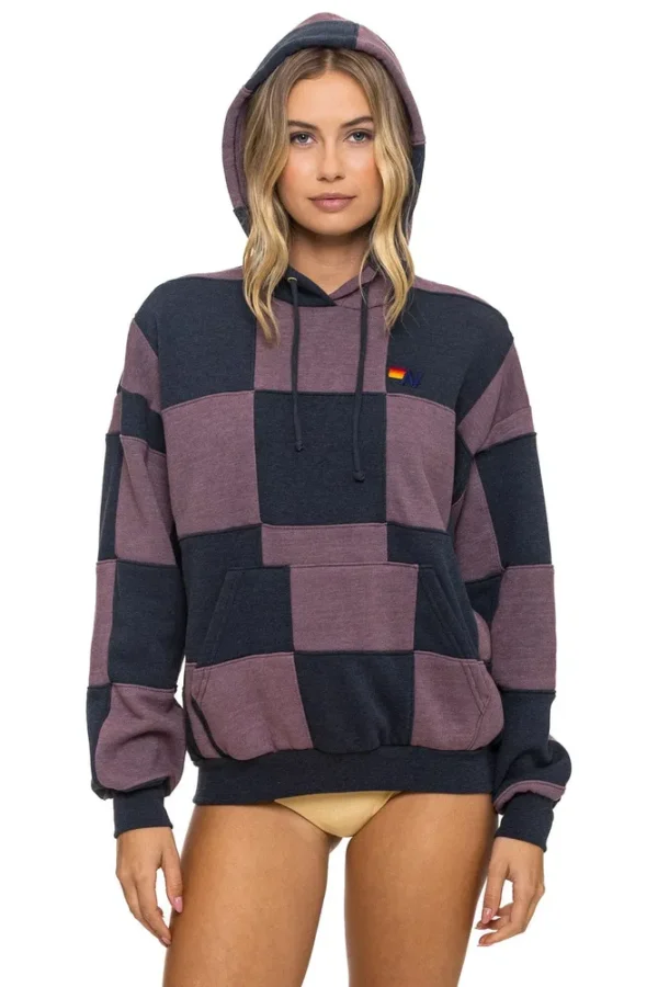 CHECK QUILT RELAXED PULLOVER HOODIE