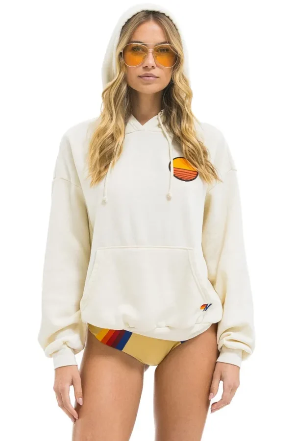 SUNSET PATCH PULLOVER RELAXED HOODIE - VINTAGE WHITE