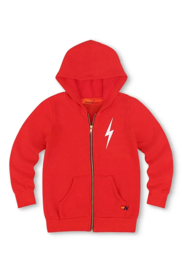 KIDS BOLT PRINT ZIP HOODIE