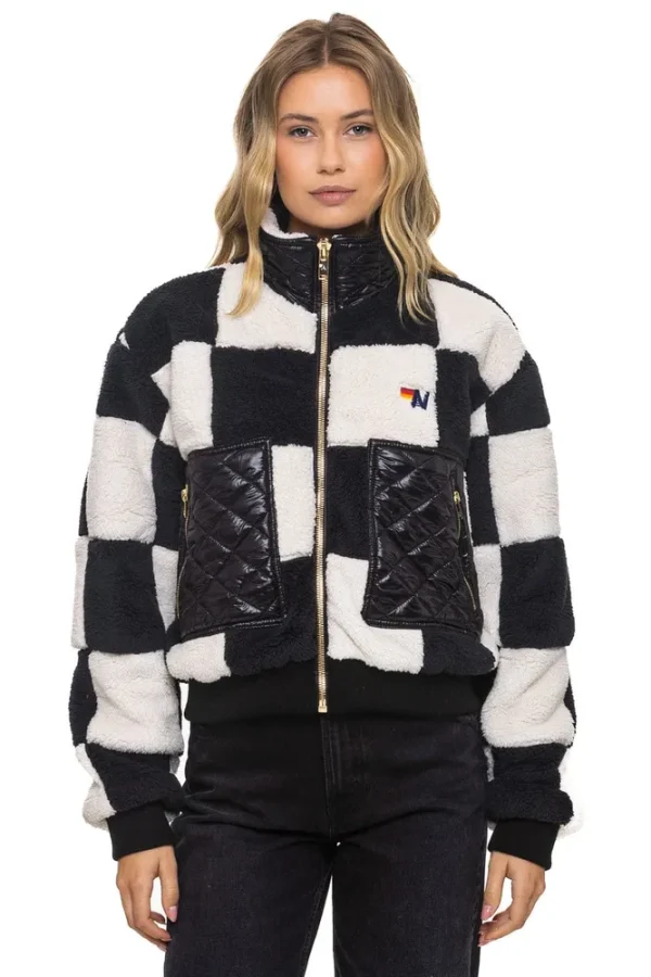 TEDDY CHECKERBOARD WOMENS FULL ZIP JACKET