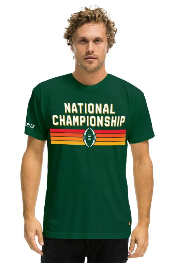UNIVERSITY OF MIAMI CFP 2026 CREW TEE SHIRT - MIAMI GREEN