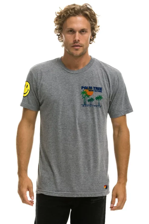 PALM TREE FESTIVAL MONTECITO 2025 CREW TEE SHIRT - HEATHER GREY