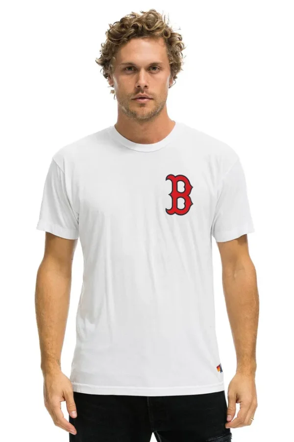 RED SOX BOLT UNISEX CREW TEE - WHITE