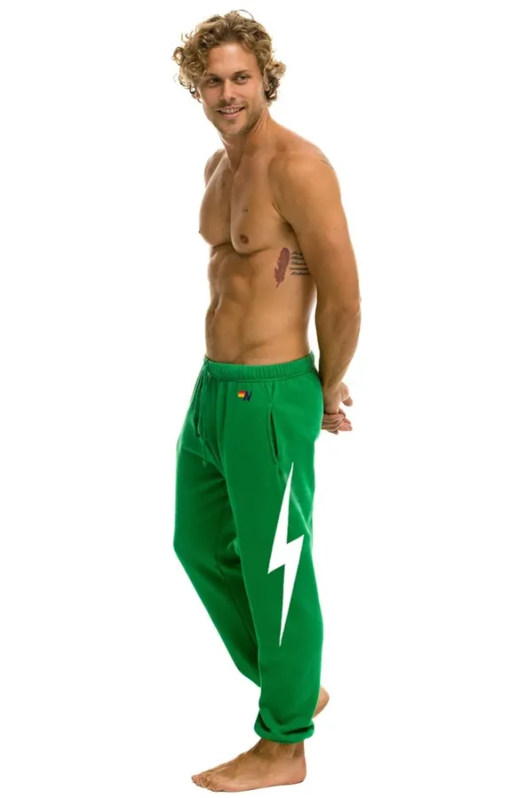 BOLT STITCH UNISEX SWEATPANTS - KELLY GREEN // WHITE