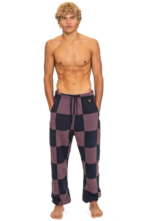 CHECK QUILTED SWEATPANTS