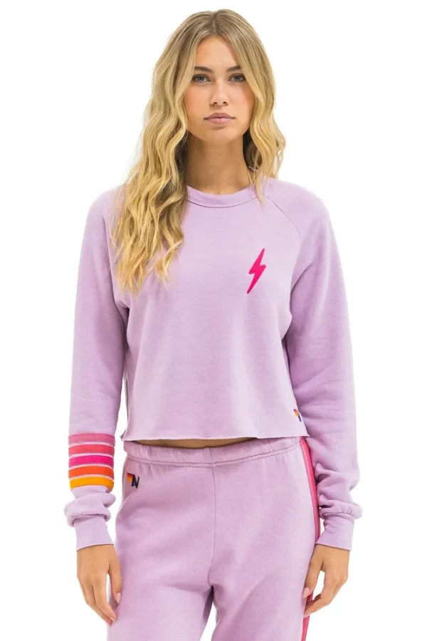 BOLT RUGBY STITCH CROPPED CREW SWEATSHIRT