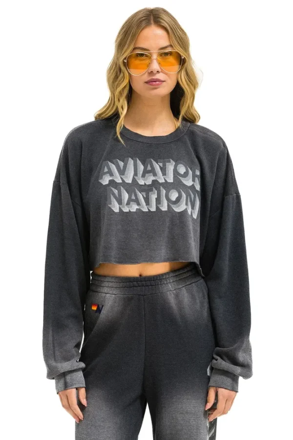 AN 3D CROPPED CREW SWEATSHIRT RELAXED