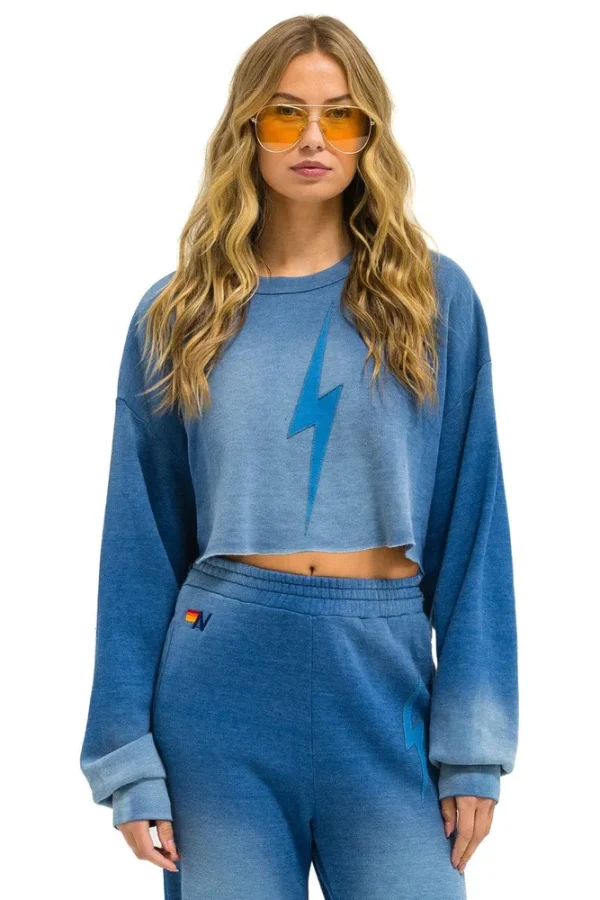 BOLT STITCH CROPPED CREW SWEATSHIRT RELAXED