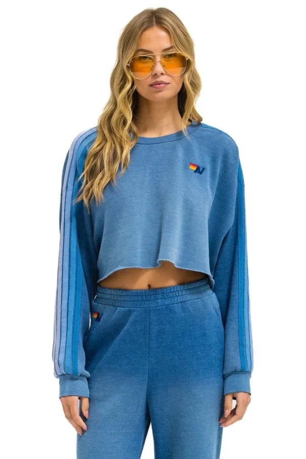 CLASSIC STRIPE CROPPED CREW SWEATSHIRT RELAXED