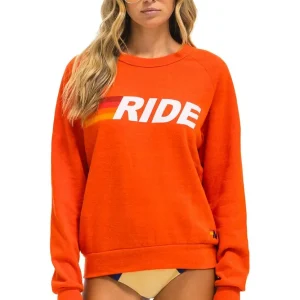 RIDE LOGO WHITE CREW SWEATSHIRT - ORANGE