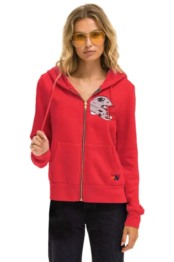 NEW ENGLAND PATRIOTS HELMET ZIP HOODIE - FLASH RED