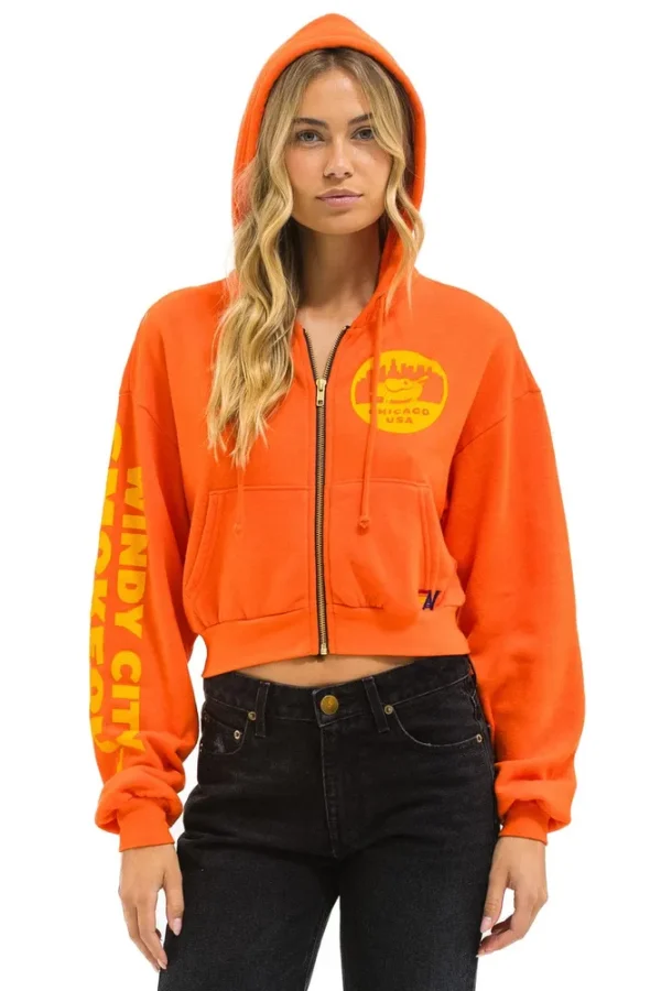 WINDY CITY SMOKEOUT 2025 CROPPED ZIP HOODIE RELAXED - ORANGE