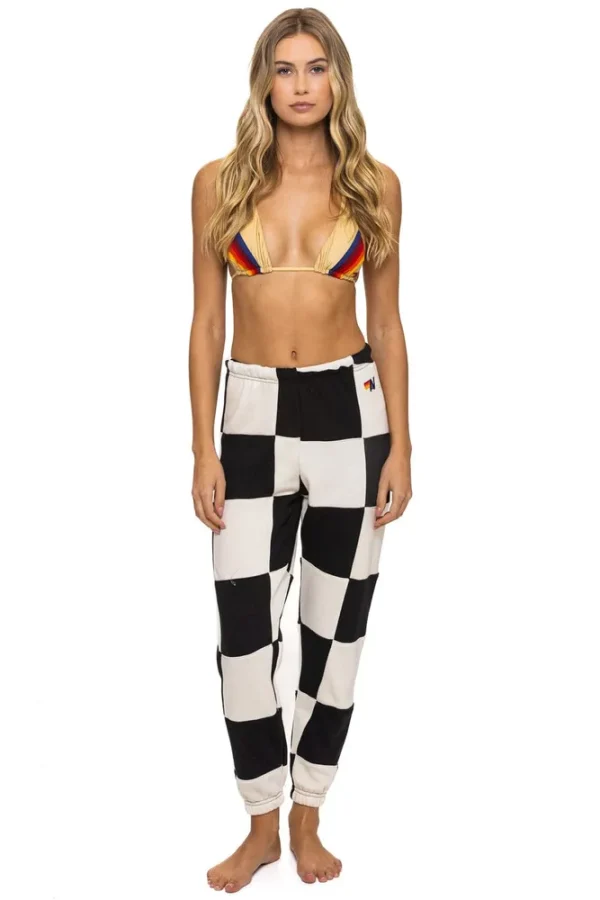 CHECK QUILTED SWEATPANTS