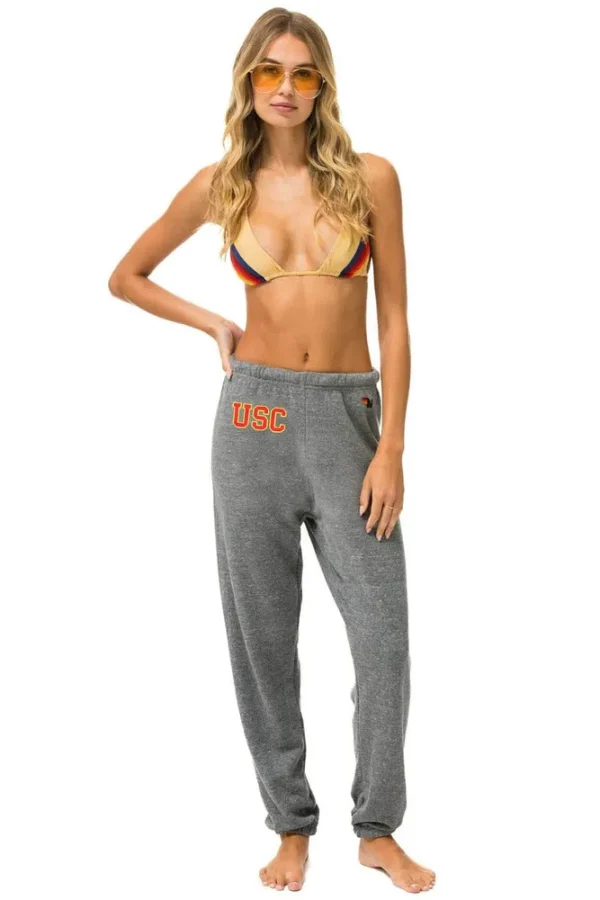 UNIVERSITY OF SOUTHERN CALIFORNIA 5 STRIPE UNISEX SWEATPANTS - HEATHER GREY