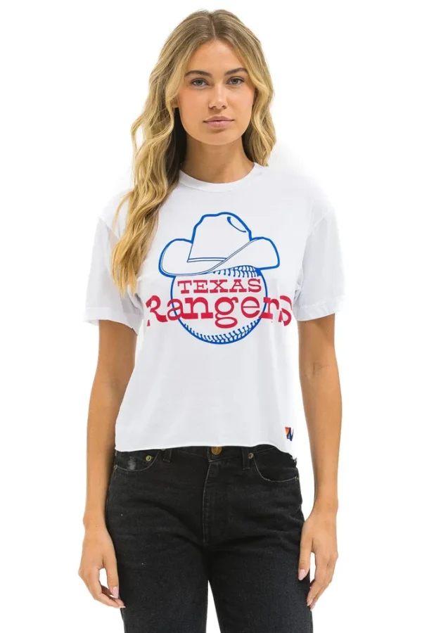 TEXAS RANGERS BOLT WOMEN'S BOYFRIEND TEE - WHITE