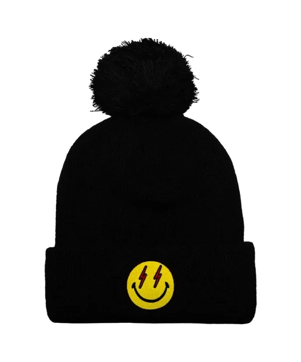 BOLT SMILEY POM POM RIB BEANIE