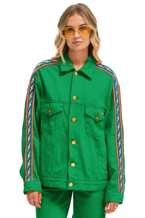 BOLT STRIPE OVERSIZED CONCERT DENIM JACKET