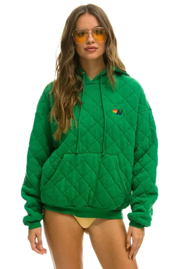 QUILTED RELAXED PULLOVER HOODIE