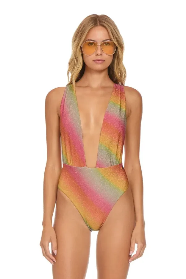 SPARKLE COMO DEEP PLUNGE CROSS BACK WOMENS ONE PIECE