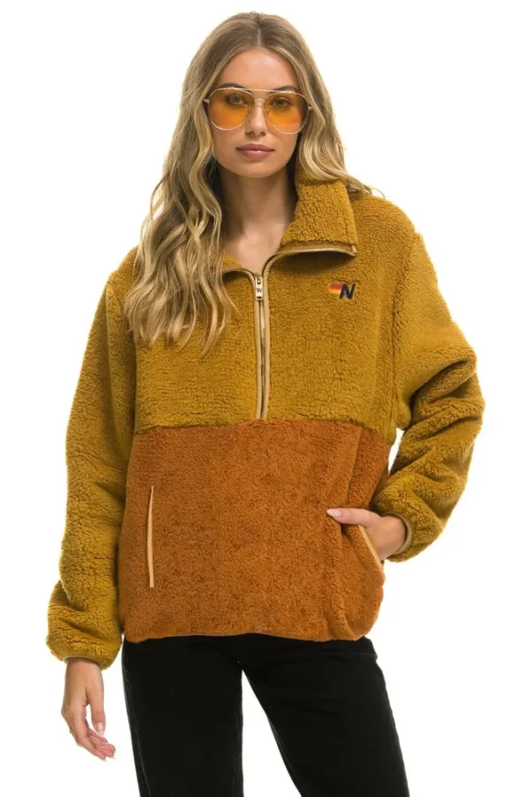 TEDDY UNISEX HALF ZIP COLOR BLOCK JACKET