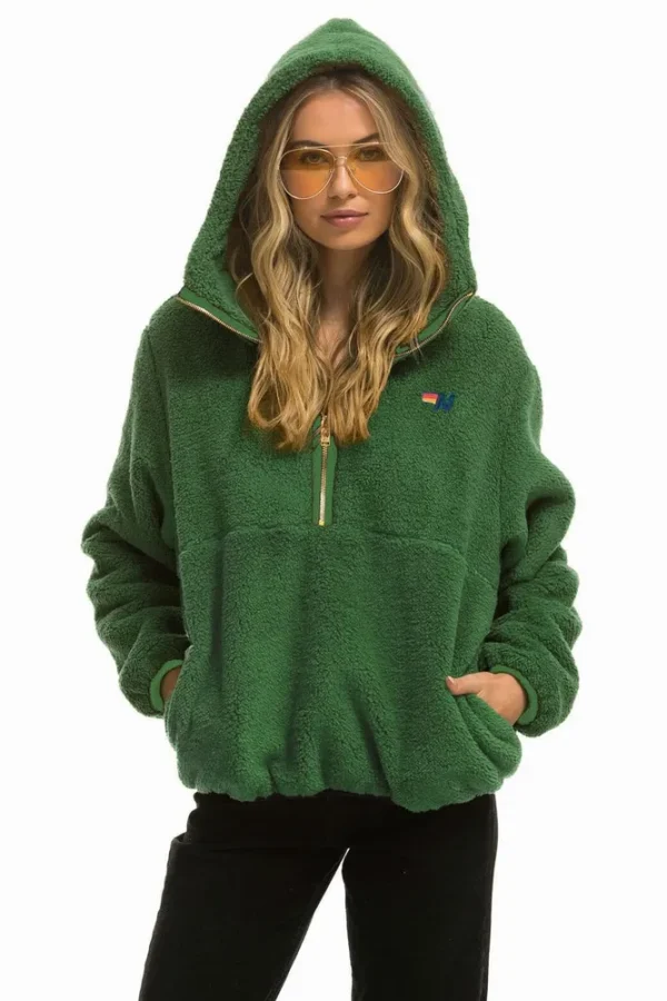 TEDDY UNISEX HOODED HALF ZIP JACKET
