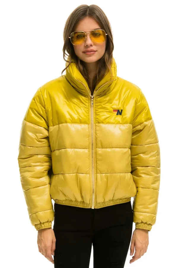 COLOR BLOCK HALF AND HALF APRES PUFFER JACKET